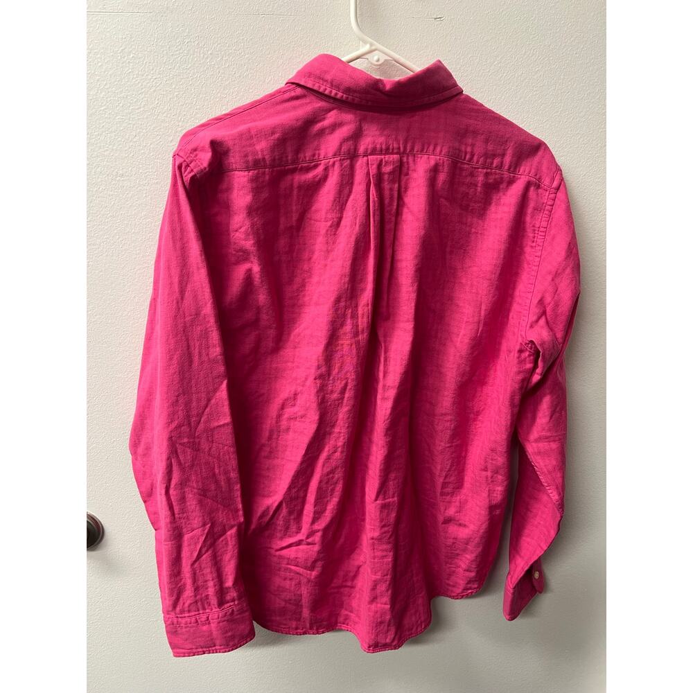 Ralph Lauren Women’s L Pink Double Face Gingham Cotton Button Down Pony Shirt - Picture 2 of 11
